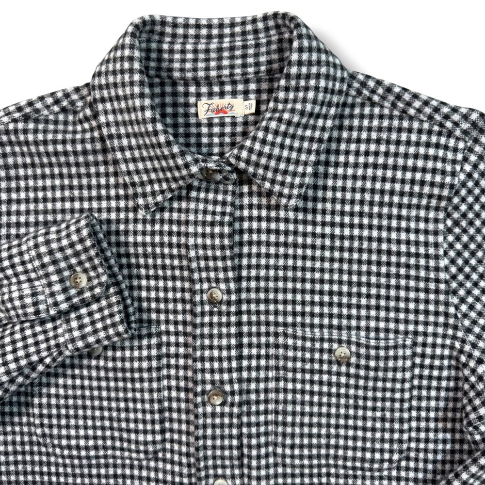 Faherty Gingham Flannel Button Down Shirt Women's Size Small Black White